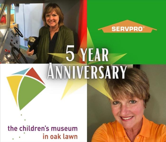 graphic with SERVPRO and Children's Museum logos and pics of Pat Zubricki smiling